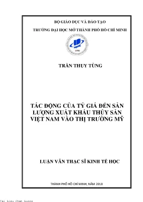 Tác động của tỷ giá đến sản lượng xuất khẩu thủy sản việt nam vào thị trường mỹ