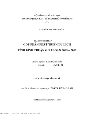 Góp phần phát triển du lịch tỉnh bình thuận giai đoạn 2005 2015