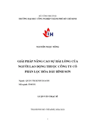 Giải pháp nâng cao sự hài lòng của người lao động thuộc công ty cổ phần lọc hóa dầu bình sơn