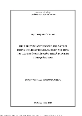 Phát triển nhận thức cho trẻ 5 6 tuổi thông qua hoạt động làm quen với toán tại các trường mẫu giáo thị xã điện bàn tỉnh quảng nam