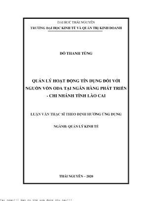 Quản lý hoạt động tín dụng đối với nguồn vốn oda tại ngân hàng phát triển chi nhánh tỉnh lào cai