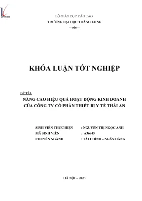 Nâng cao hiệu quả hoạt động kinh doanh của công ty cổ phần thiết bị y tế thái an