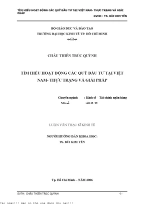 Tìm hiểu hoạt động các quỹ đầu tư tại việt nam thực trạng và giải pháp