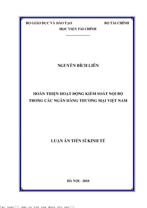 Hoàn thiện hoạt động kiểm soát nội bộ trong các ngân hàng thương mại việt nam