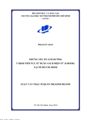 Những yếu tố ảnh hưởng ý định tiếp tục sử dụng sách điện tử ebook tại thành phố hồ chí minh