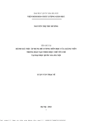 Đánh giá việc áp dụng đề cương môn học của giảng viên trong đào tạo theo học chế tín chỉ trường đại học quốc gia hà nội