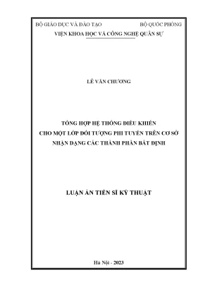 Tổng hợp hệ thống điều khiển cho một lớp đối tượng phi tuyến trên cơ sở nhận dạng các thành phần bất định