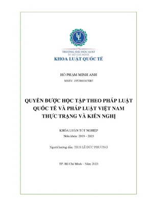 Quyền được học tập theo pháp luật quốc tế và pháp luật việt nam thực trạng và kiến nghị