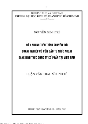 Đẩy nhanh tiến trình chuyển đổi doanh nghiệp có vốn đầu tư nước ngoài sang hình thức công ty cổ phần tại việt nam