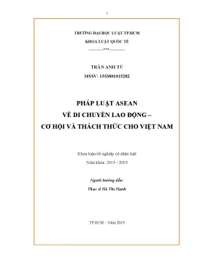 Pháp luật asean về di chuyển lao động cơ hội và thách thức cho việt nam