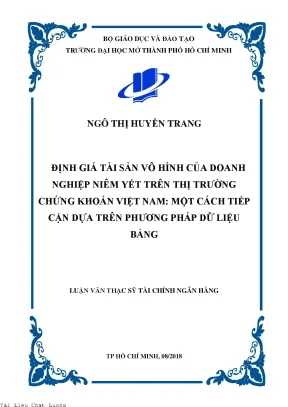 Định giá tài sản vô hình của doanh nghiệp niêm yết trên thị trường chứng khoán việt nam một cách tiếp cận dựa trên phương pháp dự liệu bảng