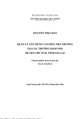 Quản lý xây dựng văn hóa nhà trường tại các trường mầm non huyện chư pưh tỉnh gia lai