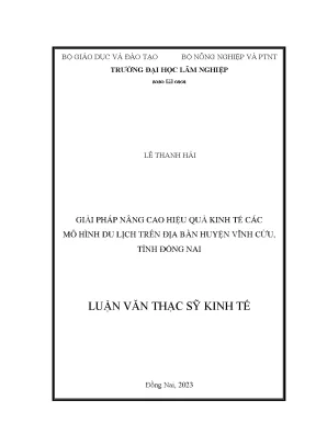 Giải pháp nâng cao hiệu quả kinh tế các mô hình du lịch trên địa bàn huyện vĩnh cửu tỉnh đồng nai