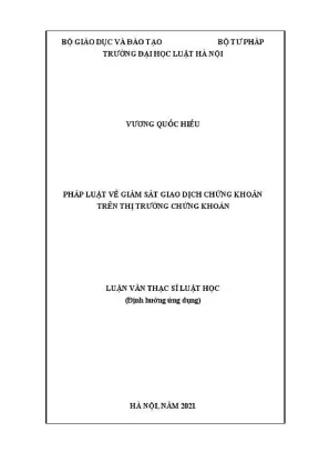 Pháp luật về giám sát giao dịch chứng khoán trên thị trường chứng khoán