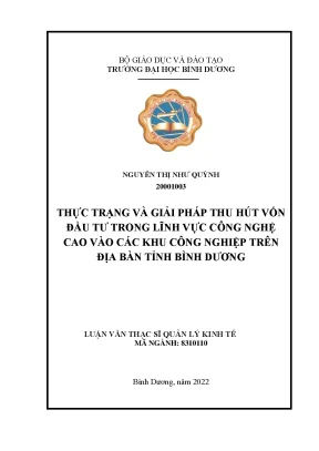 Thực trạng và giải pháp thu hút vốn đầu tư trong lĩnh vực công nghệ cao vào các khu công nghiệp trên địa bàn tỉnh bình dương