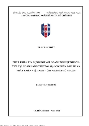 Phát triển tín dụng đối với doanh nghiệp nhỏ và vừa tại ngân hàng thương mại cổ phần đầu tư và phát triển việt nam chi nhánh phú nhuận 2022