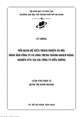 Mối quan hệ giữa trách nhiệm xã hội hình ảnh công ty và lòng trung thành khách hàng