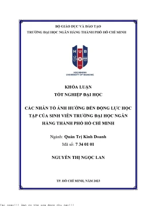 Các nhân tố ảnh hưởng đến động lực học tập của sinh viên trường đại học ngân hàng thành phố hồ chí minh 2023