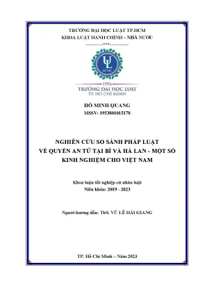 Nghiên cứu so sánh pháp luật về quyền an tử tại bỉ và hà lan một số kinh nghiệm cho việt nam