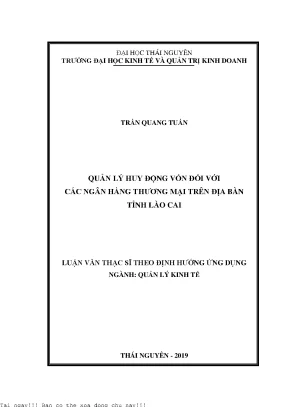 Quản lý huy động vốn đối với các ngân hàng thương mại trên địa bàn tỉnh lào cai