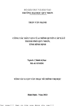 Công tác dân vận của chính quyền cấp xã ở thành phố quy nhơn tỉnh bình định