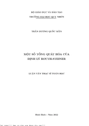 Một số tổng quát hóa của định lý routh steiner