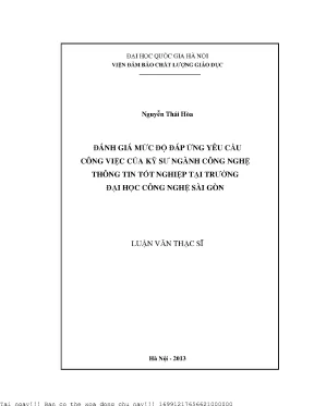 Đánh giá mức độ đáp ứng yêu cầu công việc của kỹ sư ngành công nghệ thông tin tốt nghiệp tại trường đại học công nghệ sài gòn