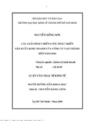 Các giải pháp chiến lược phát triển sản xuất kinh doanh của công ty vạn thành đến năm 2010