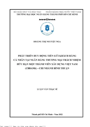 Phát triển huy động tiền gửi khách hàng cá nhân tại ngân hàng trách nhiệm hữu hạn một thành viên xây dựng việt nam cbbank chi nhánh bình thuận 2022