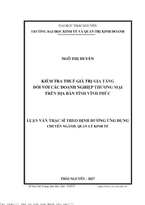 Kiểm tra thuế giá trị gia tăng đối với các doanh nghiệp thương mại trên địa bàn tỉnh vĩnh phúc
