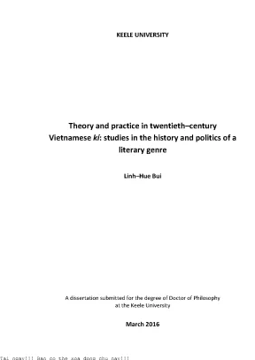 Theory and practice in twentieth century vietnamese kí studies in the history and politics of a literary genre