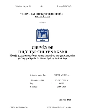 Hoàn thiện kế toán chi phí sản xuất và tính giá thành phẩm tại công ty cổ phần tư vấn và dịch vụ kỹ thuật điện