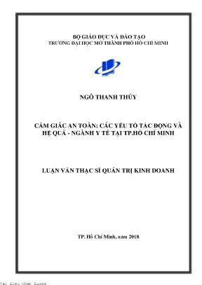 Cảm giác an toàn các yếu tố tác động và hệ quả ngành y tế tại thành phố hồ chí minh