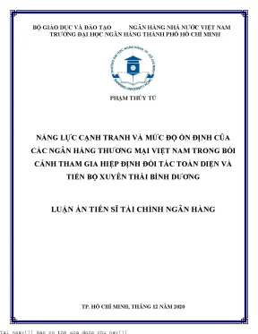 Năng lực cạnh tranh và mức độ ổn định của các ngân hàng thương mại việt nam trong bối cảnh tham gia hiệp định đối tác toàn diện và tiến bộ xuyên thái bình dương
