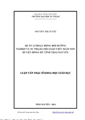 Quản lí hoạt động bồi dưỡng nghiệp vụ sư phạm cho giáo viên mầm non huyện đồng hỷ tỉnh thái nguyên