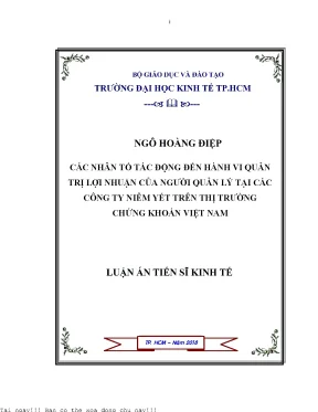 Các nhân tố tác động đến hành vi quản trị lợi nhuận của người quản lý tại các công ty niêm yết trên thị trường chứng khoán việt nam