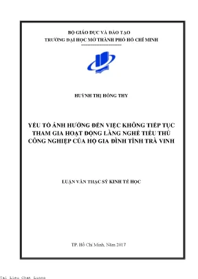 Yếu tố ảnh hưởng đến việc không tiếp tục tham gia hoạt động làng nghề tiểu thủ công nghiệp của hộ gia đình tỉnh trà vinh