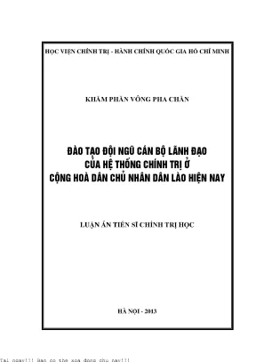 Đào tạo đội ngũ cán bộ lãnh đạo của hệ thống chính trị ở cộng hòa dân chủ nhân dân lào hiện nay