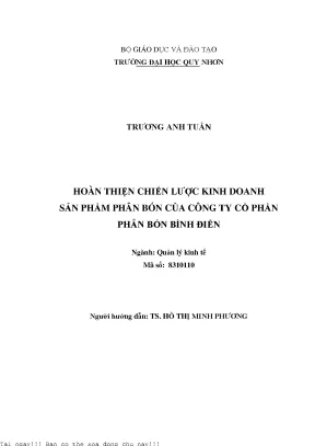 Hoàn thiện chiến lược kinh doanh sản phẩm phân bón của công ty cổ phần phân bón bình điền