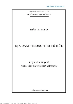Địa danh trong thơ tố hữu