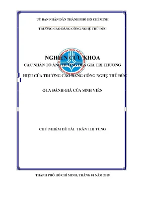 Các nhân tố ảnh hưởng đến giá trị thương hiệu của trường cao đẳng công nghệ thủ đức qua đánh giá của sinh viên
