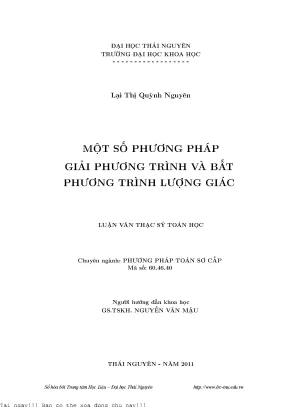 Một số phương pháp giải phương trình và bất phương trình lượng giác