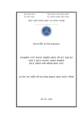 Nghiên cứu phát triển một số kỹ thuật gợi ý mua hàng theo phiên dựa trên mô hình học sâu