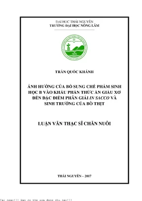 Ảnh hưởng của bổ sung chế phẩm sinh học b vào khẩu phần thức ăn giàu xơ đến đặc điểm phân giải in sacco và sinh trưởng của bò thịt