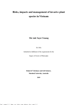 Risks impacts and management of invasive plant species in vietnam