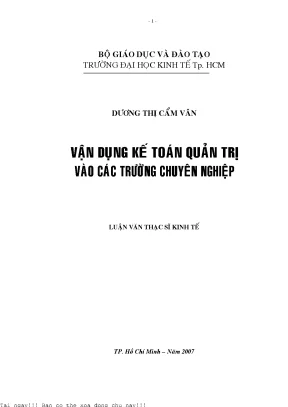 Vận dụng kế toán quản trị vào các trường chuyên nghiệp