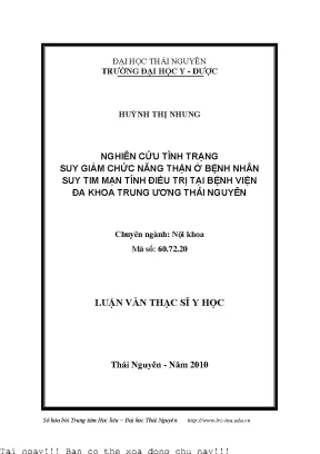 Nghiên cứu tình trạng suy giảm chức nặng thận ở bệnh nhân suy tim mãn tính điều trị tại bệnh viện đa khoa trung ương thái nguyên