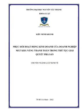 Phục hồi hoạt động kinh doanh của doanh nghiệp mất khả năng thanh toán trong thủ tục giải quyết phá sản