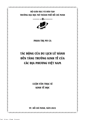 Tác động của du lịch lữ hành đến tăng trưởng kinh tế của các địa phương việt nam