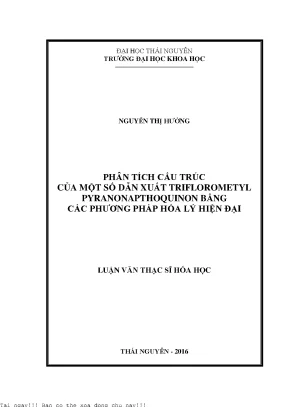Phân tích cấu trúc của một số dẫn xuất triflorometyl pyranonapthoquinon bằng các phương pháp hóa lý hiện đại